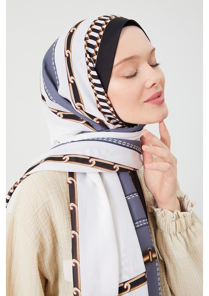 A.Vizon Zincir Desen Violet Medine İpeği Şal modelleri