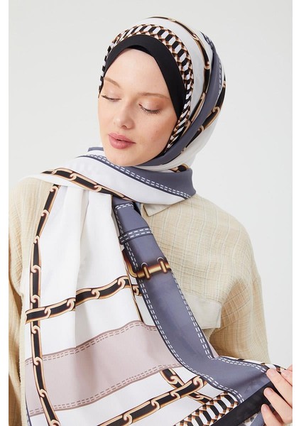 A.Vizon Zincir Desen Violet Medine İpeği Şal fırsatları