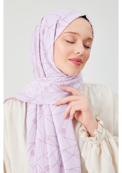 Pembe Geometrik Desen Violet Medine İpeği Şal modelleri