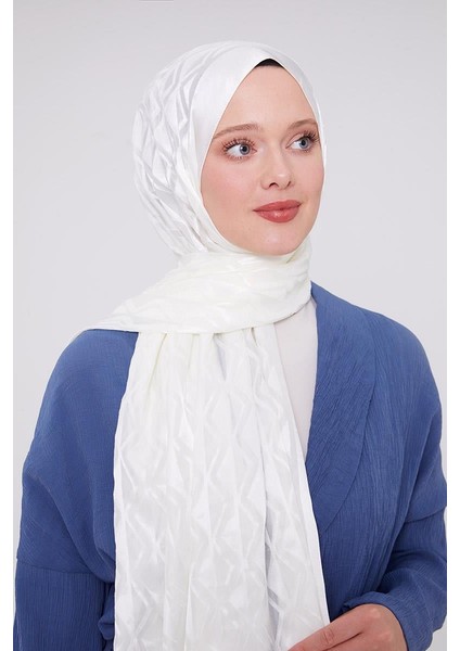 Beyaz Üçgen Desen Deluxe Devore Şal fiyatları