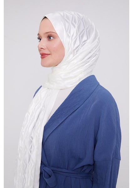 Beyaz Üçgen Desen Deluxe Devore Şal fırsatları