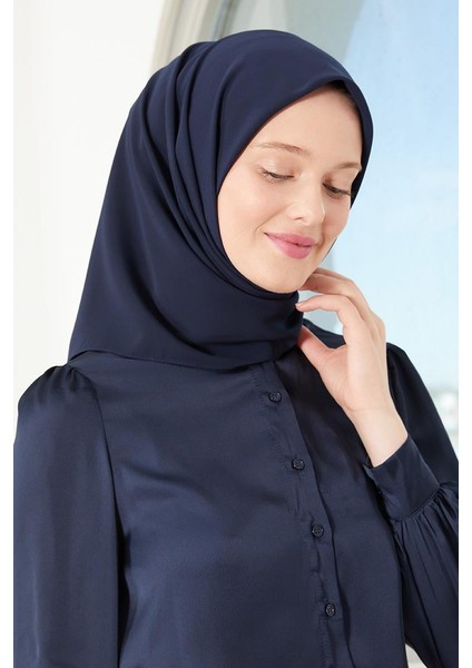 Lacivert Medine Ipeği Eşarp