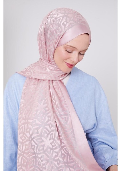 Pembe Büyük Çiçek Desenli Deluxe Devore Şal modelleri