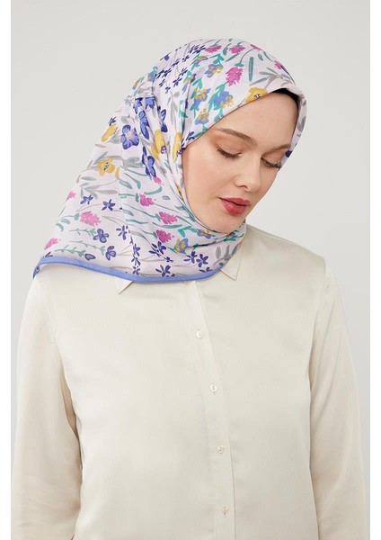 Mor Çiçekli Cotton Eşarp