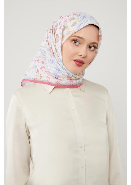 Fuşya Çiçekli Cotton Eşarp