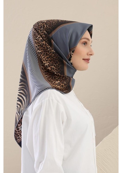 Mavi Leopar Desen Twill Digital Eşarp fiyatları