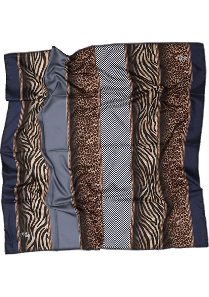 Mavi Leopar Desen Twill Digital Eşarp modelleri