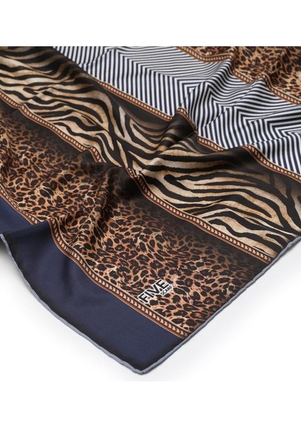 Mavi Leopar Desen Twill Digital Eşarp fırsatları