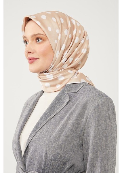 Bej Puantiye Desen Twill Digital Eşarp fırsatları