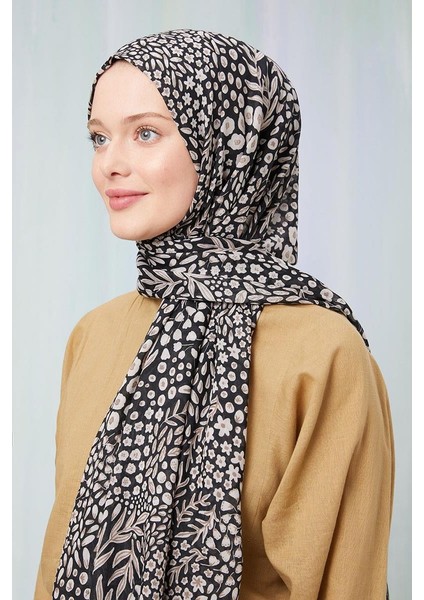 Gece Siyahı Baskılı Desenli Cotton Şal modelleri