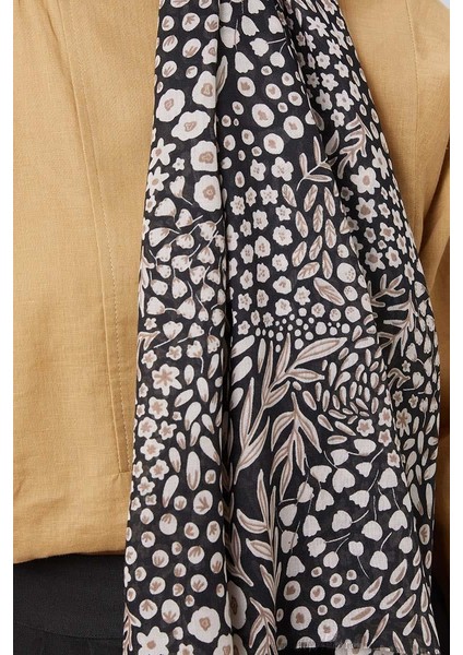 Gece Siyahı Baskılı Desenli Cotton Şal fırsatları
