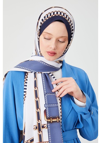 Lacivert Zincir Desen Violet Medine İpeği Şal fiyatları