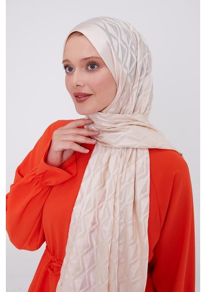 Krem Üçgen Desen Deluxe Devore Şal modelleri