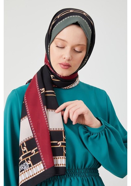 Haki Zincir Desen Violet Medine İpeği Şal modelleri