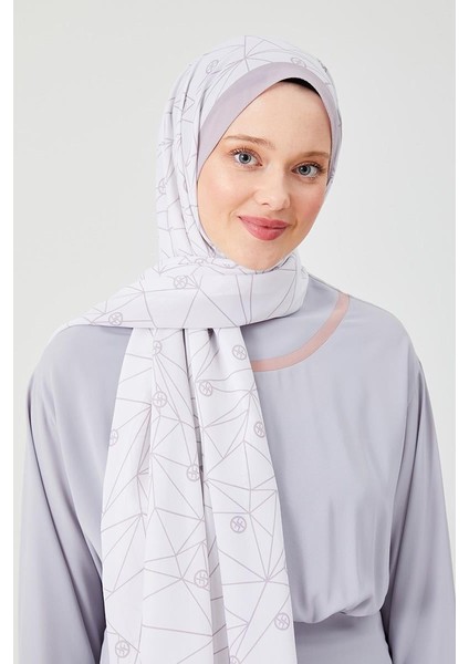 A.Vizon Geometrik Desen Violet Medine İpeği Şal