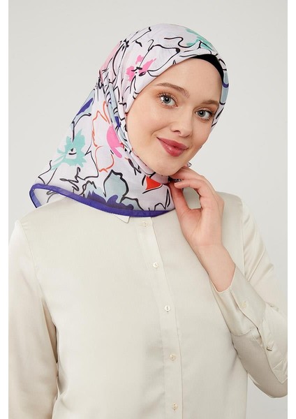 Mor Yonca Desen Soft Cotton Eşarp