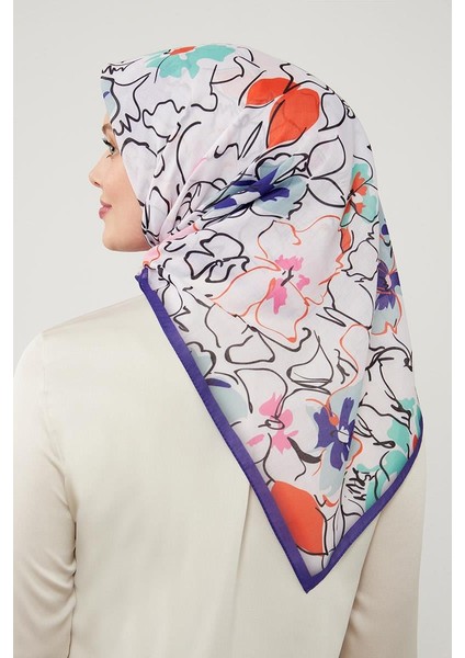 Mor Yonca Desen Soft Cotton Eşarp modelleri