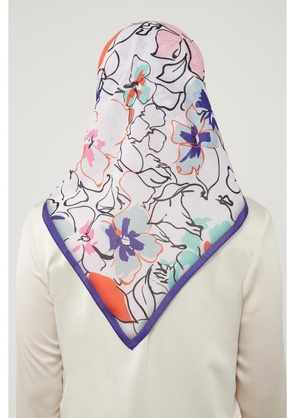 Mor Yonca Desen Soft Cotton Eşarp fırsatları
