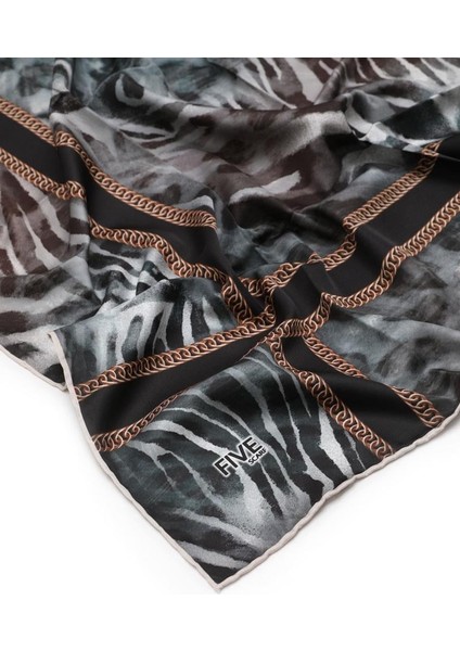 Koyu Gri Twill Digital Eşarp