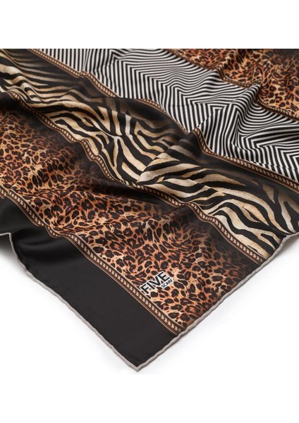 Petrol Mavisi Leopar Desen Twill Digital Eşarp fırsatları