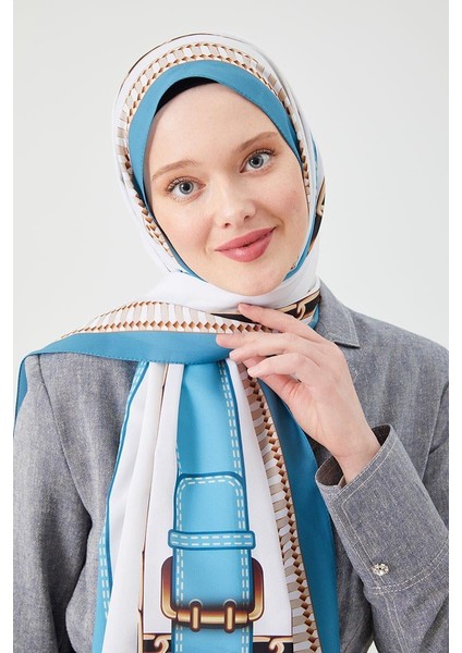 Gök Mavisi Zincir Desen Violet Medine İpeği Şal fiyatları