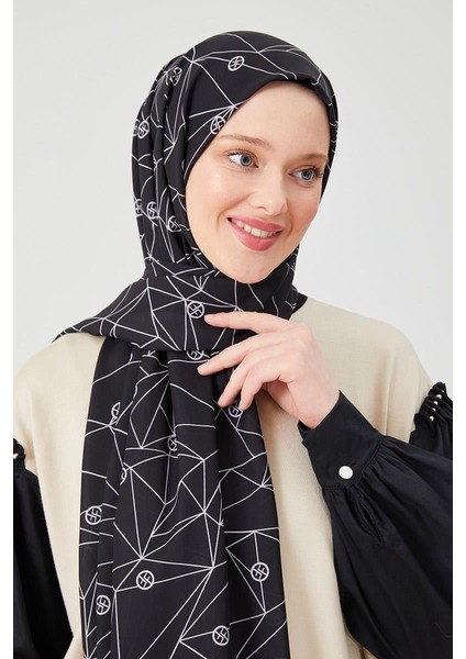 Taş Geometrik Desen Violet Medine İpeği Şal modelleri