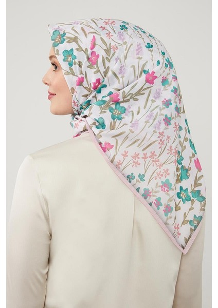 Pudra Çiçekli Cotton Eşarp modelleri