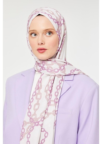 Pudra Zincir Desen Mono Şal