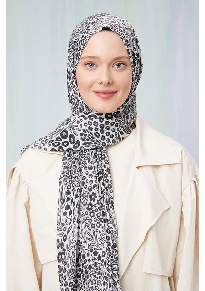 Açık Bej Baskılı Desenli Cotton Şal