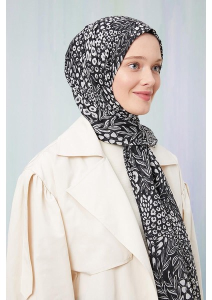 Siyah Baskılı Desenli Cotton Şal modelleri
