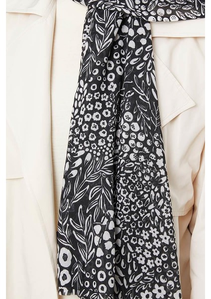 Siyah Baskılı Desenli Cotton Şal fırsatları