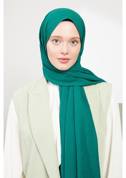 Zümrüt Yeşili Kraş Krep Şal