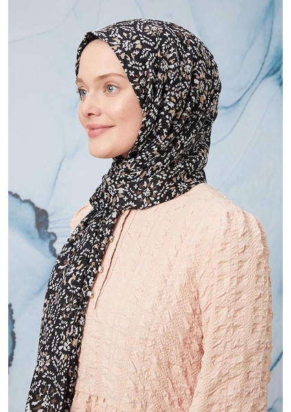 Mat Siyah Tomurcuk Desen Cotton Şal modelleri