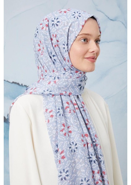 Mavi Tomurcuk Desen Cotton Şal modelleri