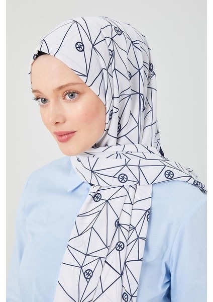 Lacivert Geometrik Desen Violet Medine İpeği Şal fiyatları