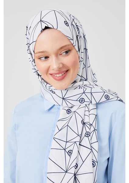 Lacivert Geometrik Desen Violet Medine İpeği Şal modelleri