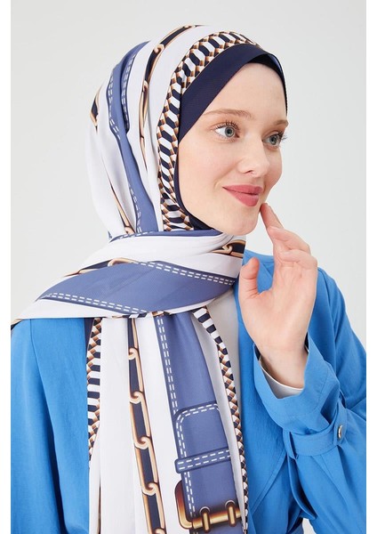 Lacivert Zincir Desen Violet Medine İpeği Şal fırsatları