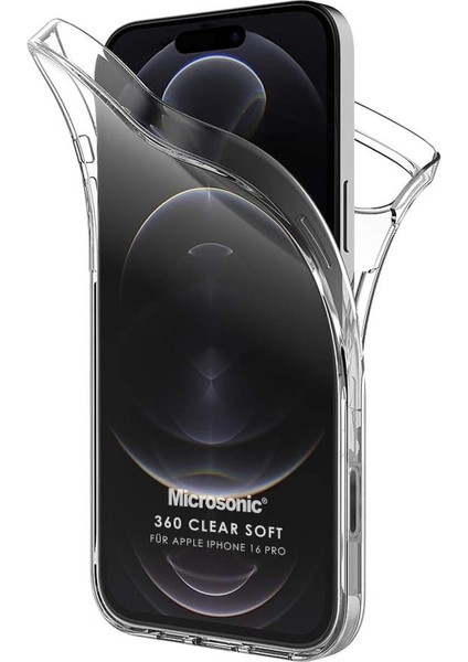 Apple iPhone 16 Pro Kılıf 6 Tarafı Tam Full Koruma 360 Clear Soft Şeffaf