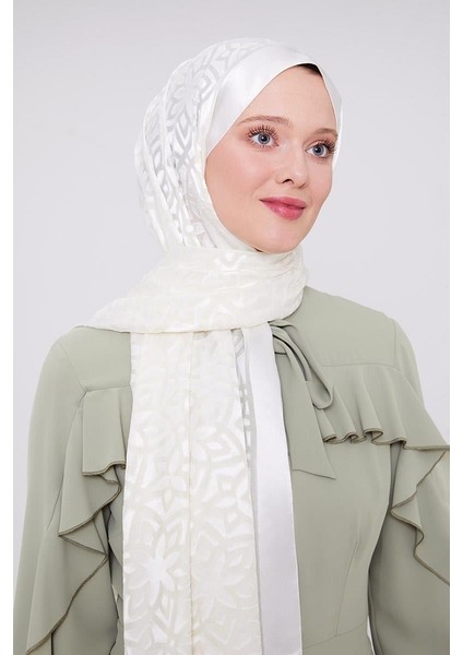 Ekru Büyük Çiçek Desenli Deluxe Devore Şal fiyatları