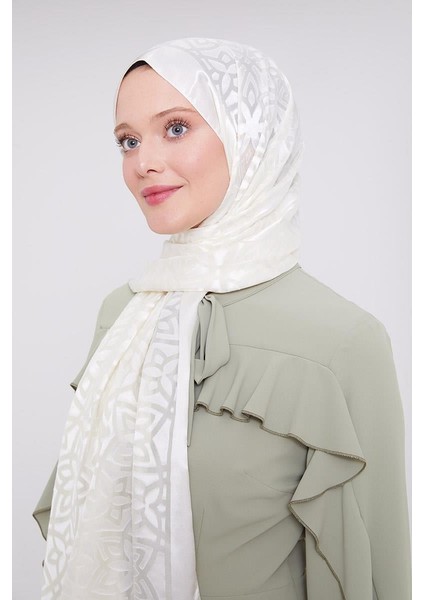 Ekru Büyük Çiçek Desenli Deluxe Devore Şal fırsatları