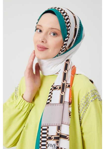 Benetton Zincir Desen Violet Medine İpeği Şal modelleri