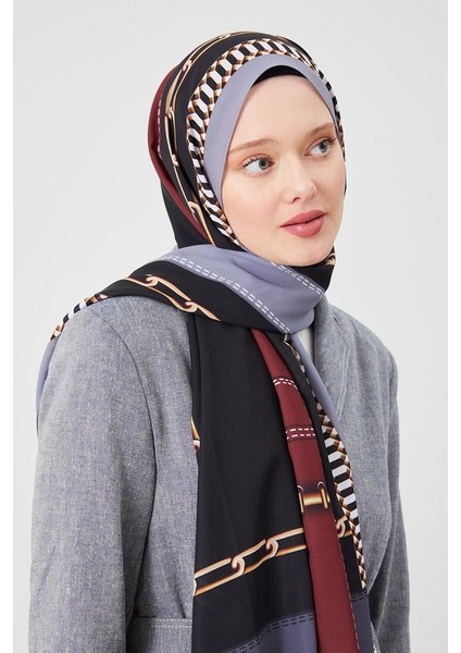 K.Gri Zincir Desen Violet Medine İpeği Şal fiyatları