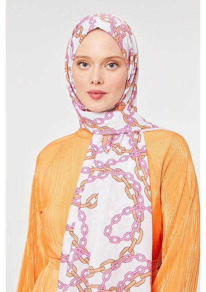 Oranj Zincir Desen Mono Şal