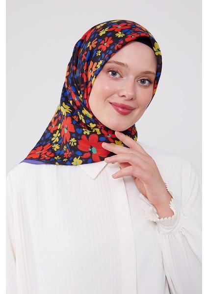 Kırmızı Mine Çiçek Desen Cotton Eşarp