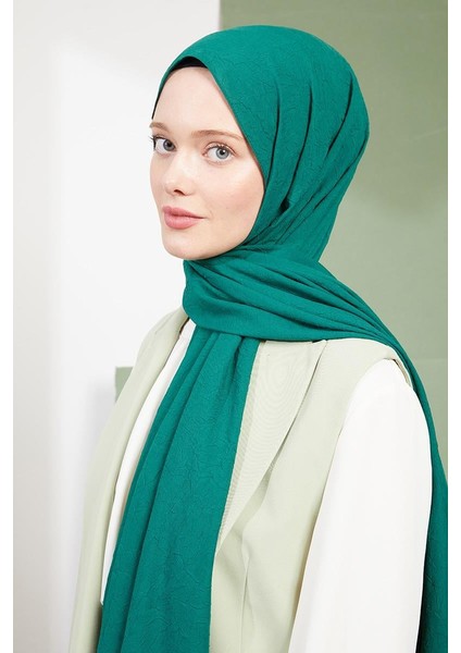 Zümrüt Yeşili Kraş Krep Şal modelleri
