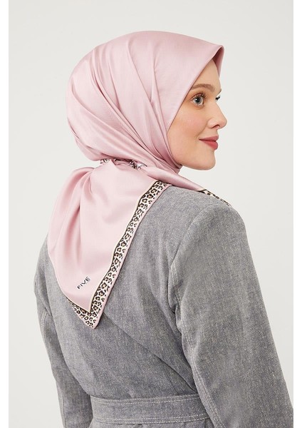 Pembe Leopar Desen Twill Digital Eşarp modelleri