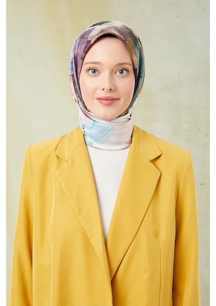 Koyu Pudra Sulu Boya Desenli Twill Digital Eşarp fiyatları