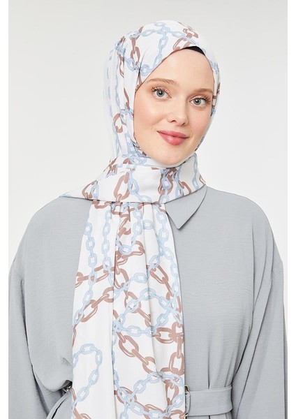 Mavi Zincir Desen Mono Şal