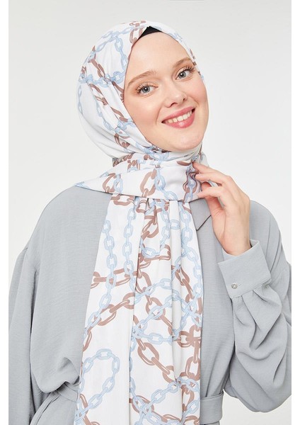 Mavi Zincir Desen Mono Şal modelleri