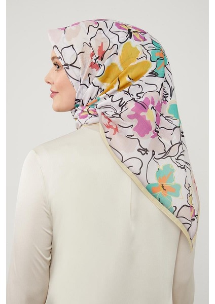 Sarı Yonca Desen Soft Cotton Eşarp modelleri